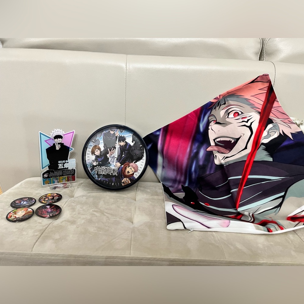 Jujutsu Kaisen Collectibles - Wall Clock, Pillow Cover, Pin-Back Button, Frame